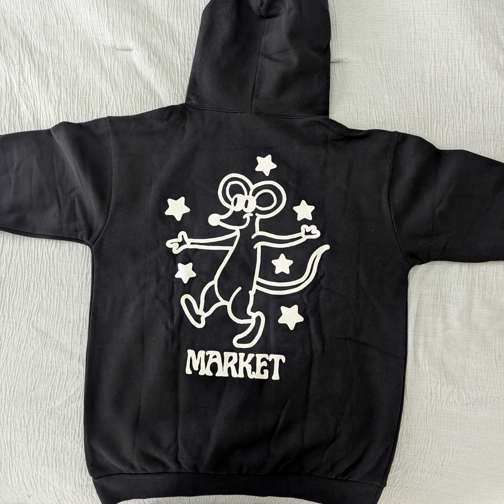 Black Graphic Hoodie Sweatshirt with Cartoon Design